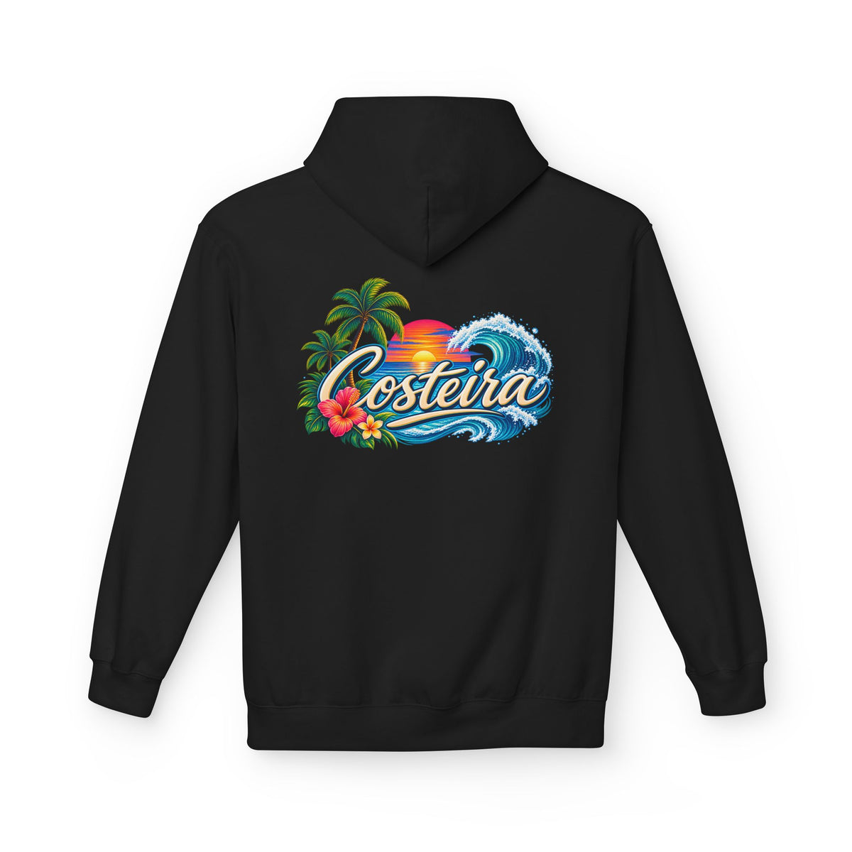 Costeira Tropical Surf Hoodie — Beach Sunset Palm Tree Pullover