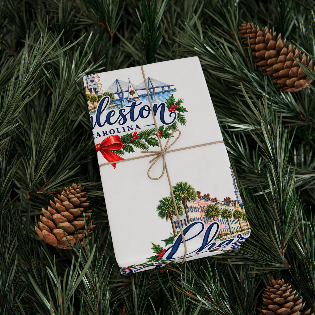 Charleston Holiday Wreath Wrapping Paper