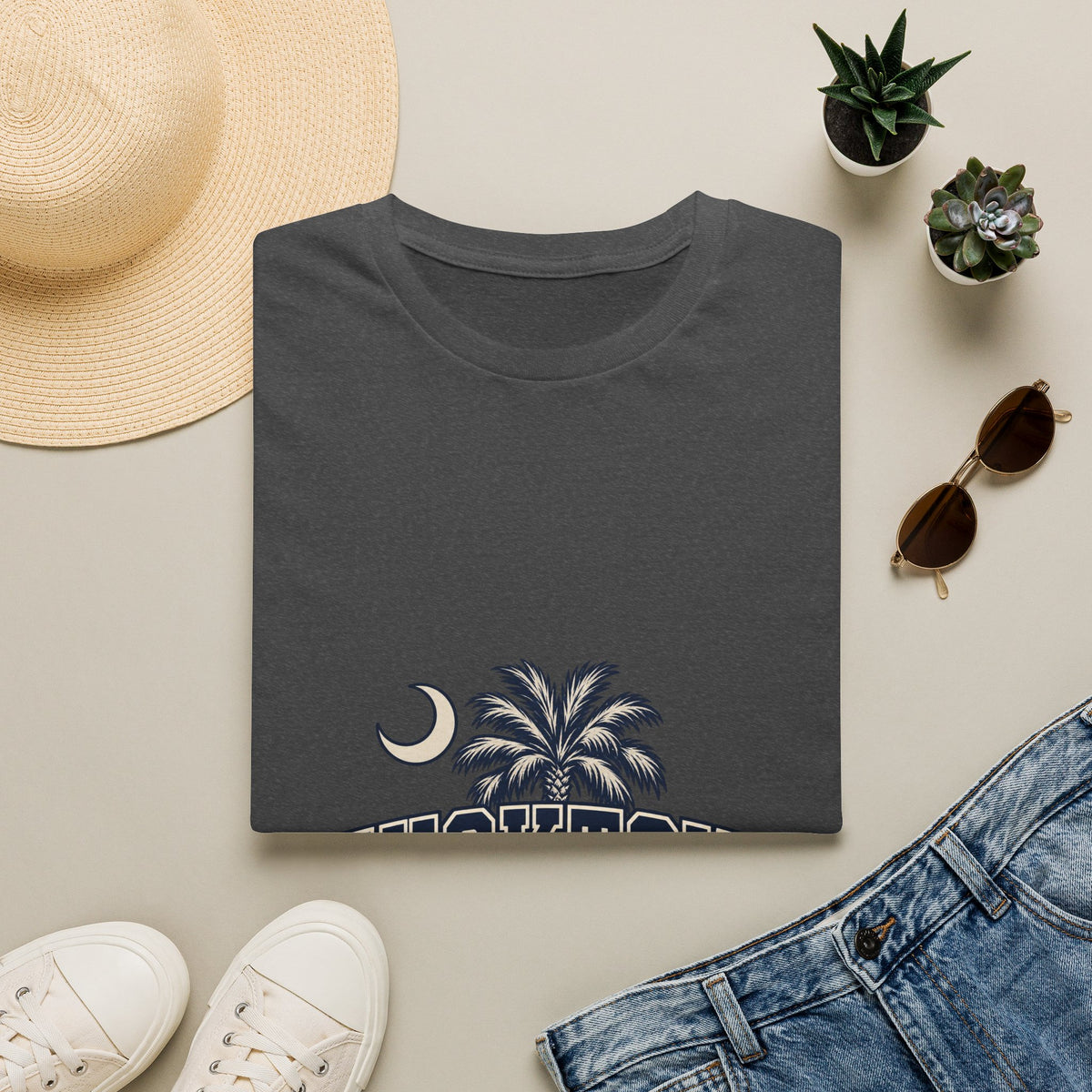 Chucktown Palm T-Shirt — Charleston Vintage Moon Graphic Tee