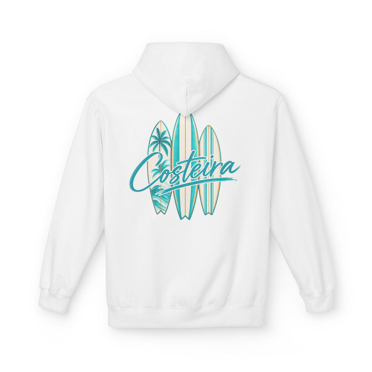 Surfboard Coastline Hoodie — "Costeira" Tropical Surf Graphic