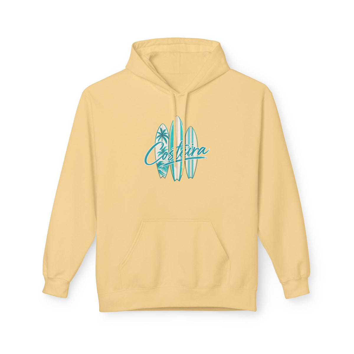 Surfboard Coastline Hoodie — "Costeira" Tropical Surf Graphic