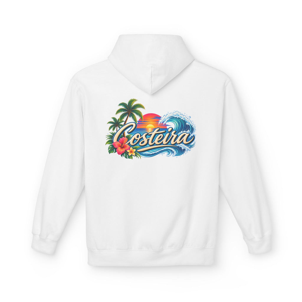 Costeira Tropical Surf Hoodie — Beach Sunset Palm Tree Pullover