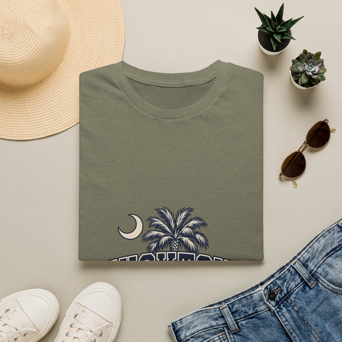 Chucktown Palm T-Shirt — Charleston Vintage Moon Graphic Tee