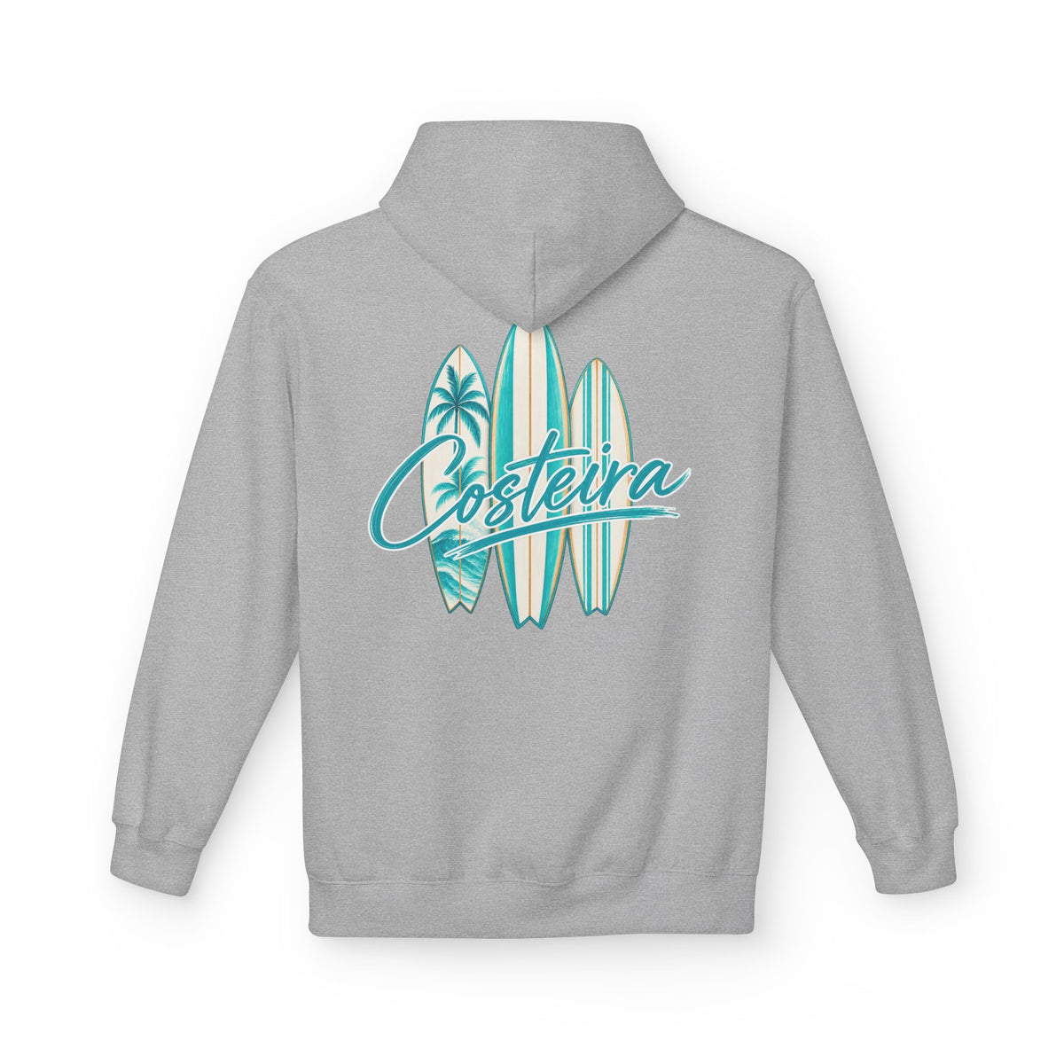 Surfboard Coastline Hoodie — "Costeira" Tropical Surf Graphic