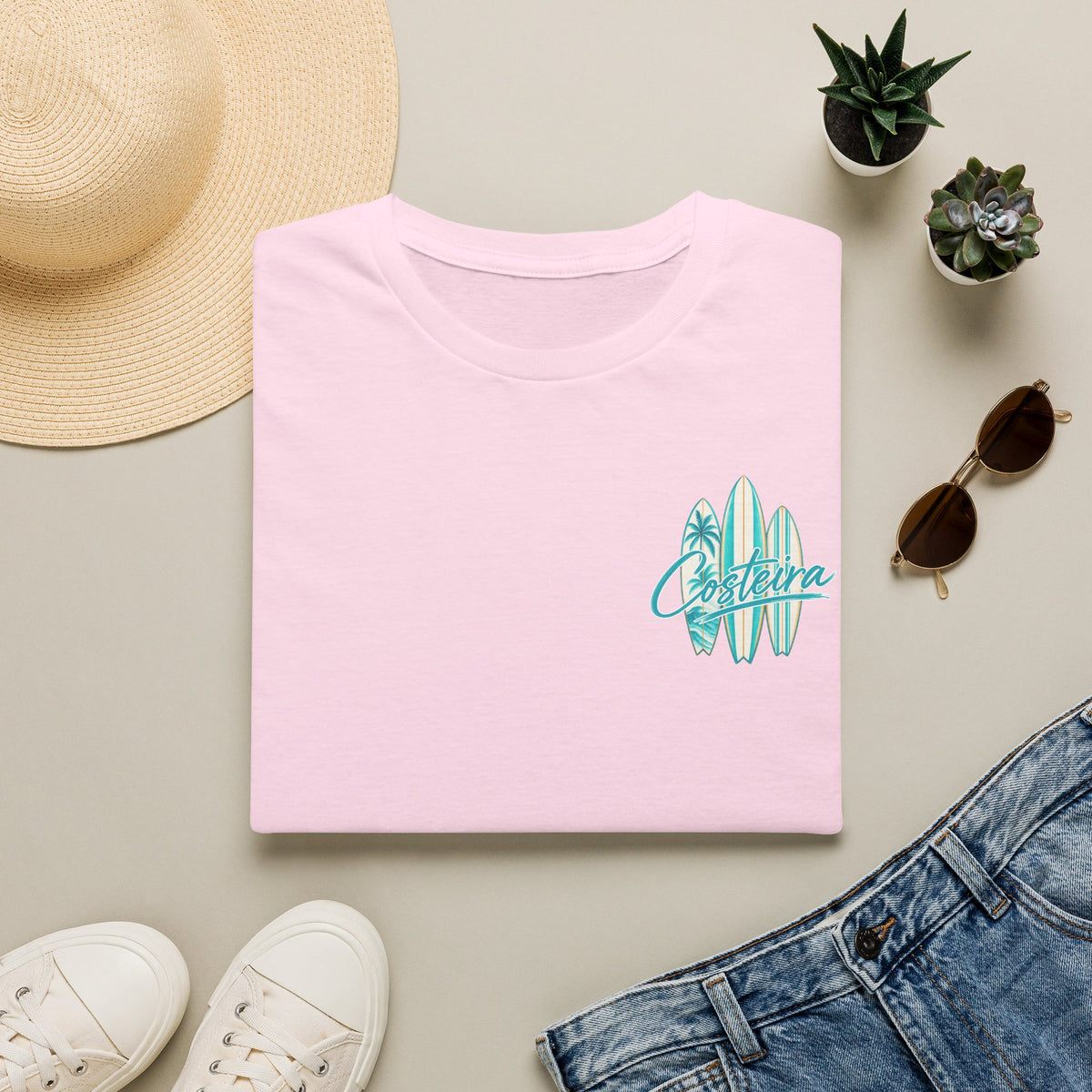 Costeira Surfboard Graphic T-Shirt — Tropical Beach Vibes