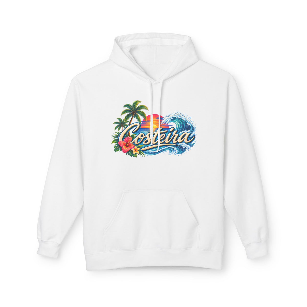 Costeira Tropical Surf Hoodie — Beach Sunset Palm Tree Pullover
