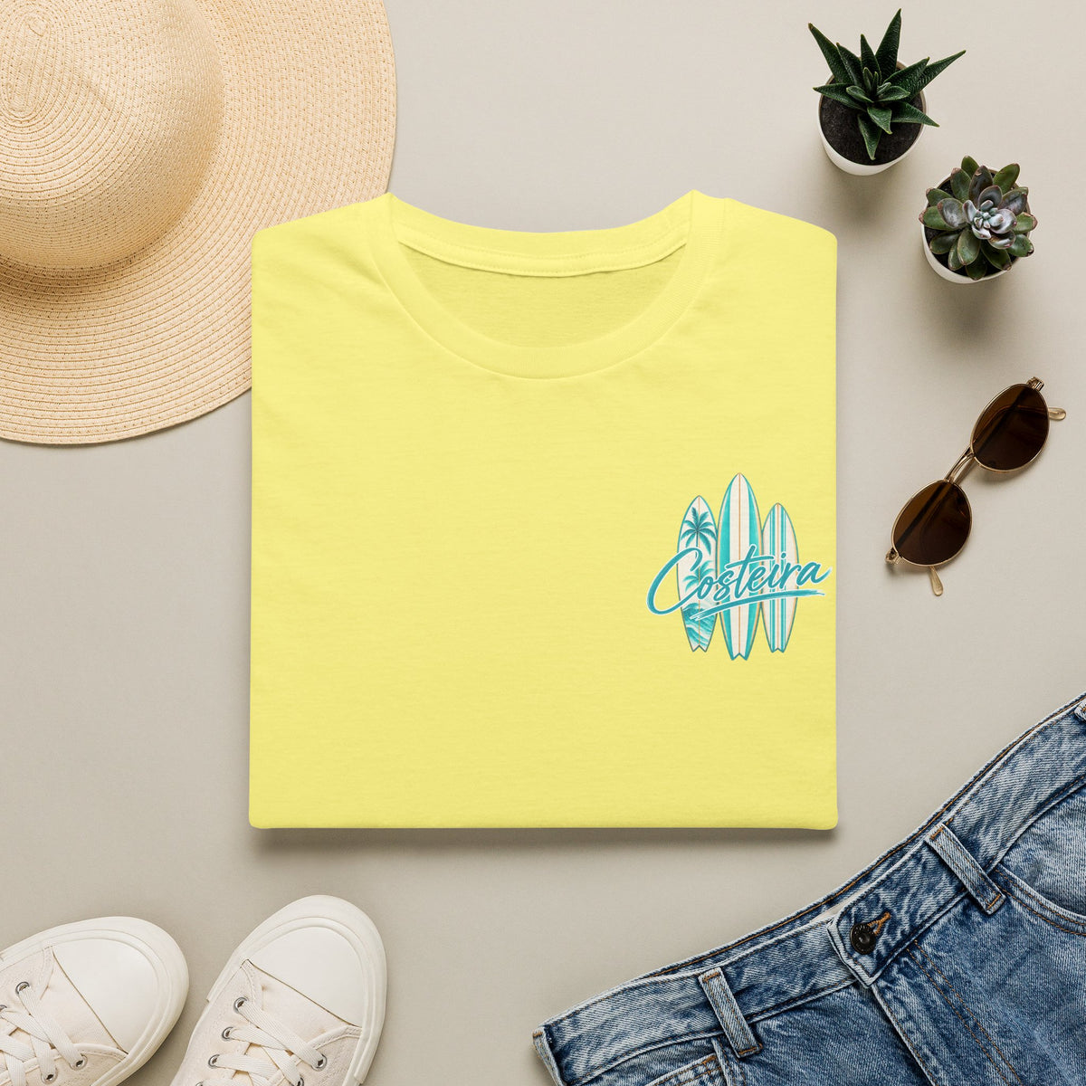 Costeira Surfboard Graphic T-Shirt — Tropical Beach Vibes