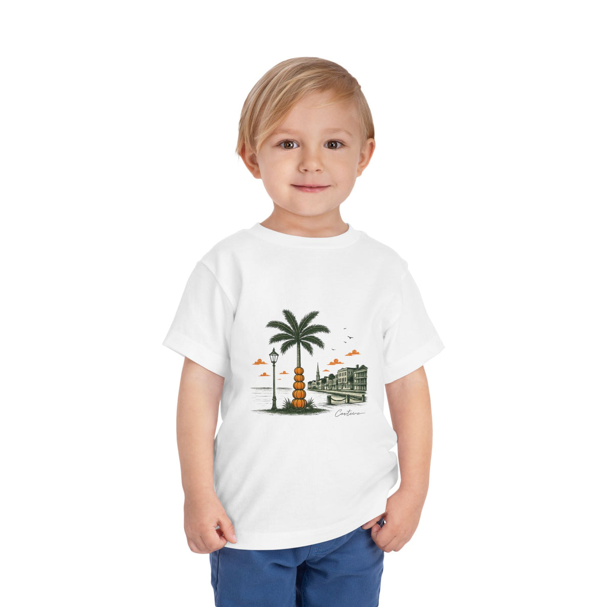 Toddler Tee — Coastal Palm Beachfront Illustration