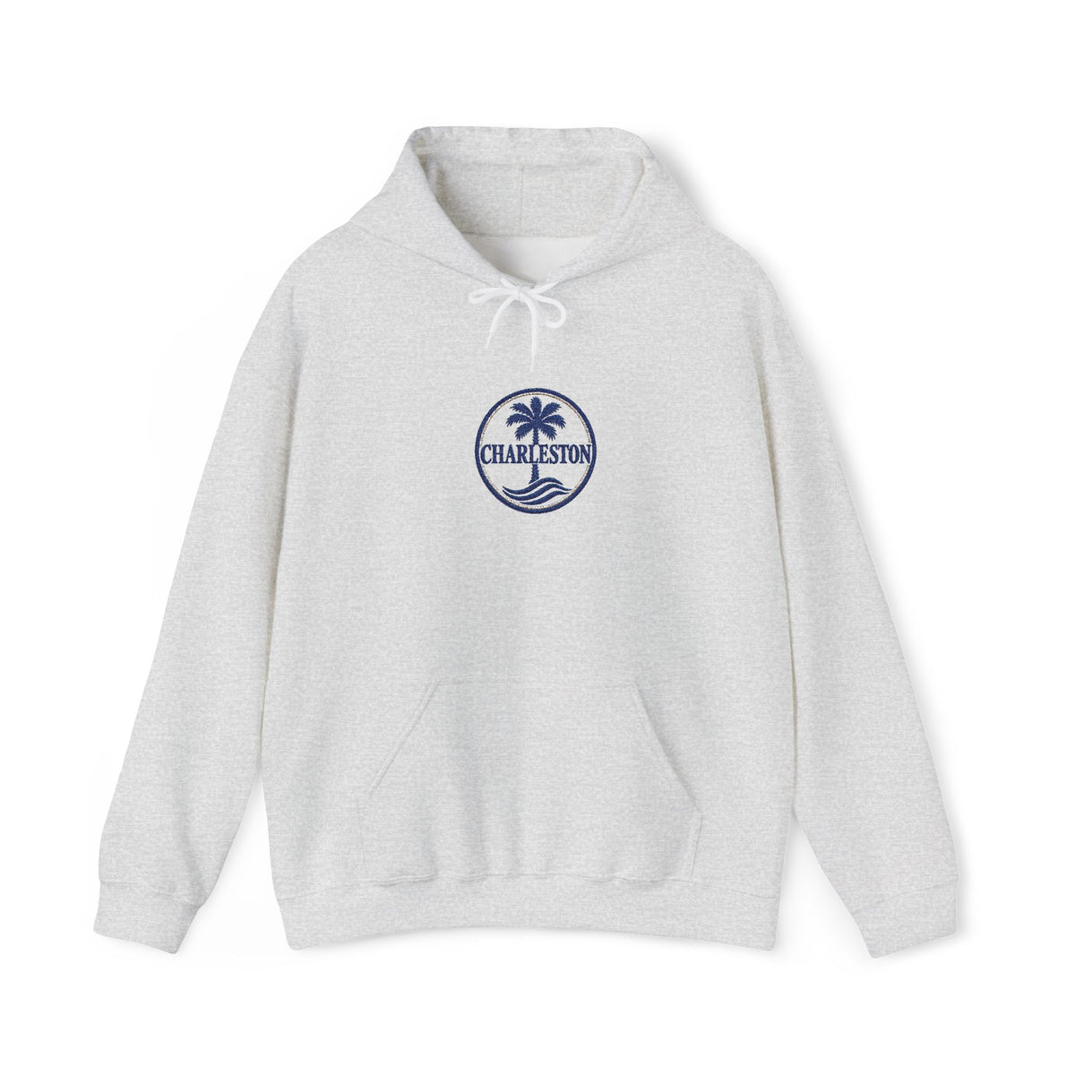Embroidered Charleston Palm Hoodie - Vintage Beach Logo Sweatshirt