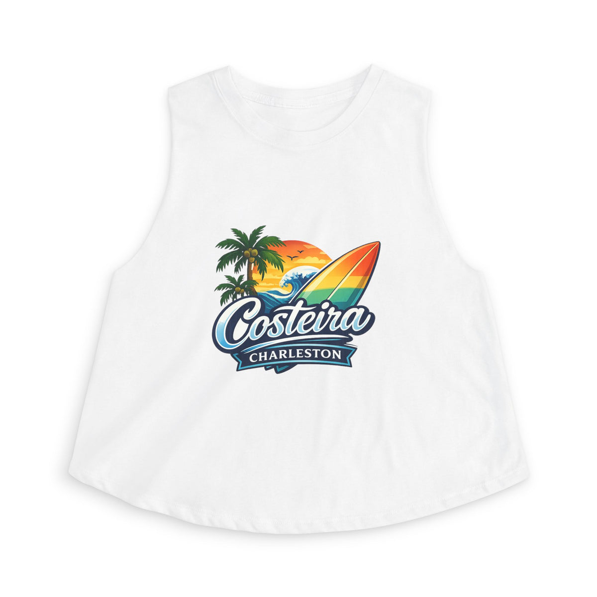 Coastal Charleston Crop Top — "Costeira" Surf Sunset Design