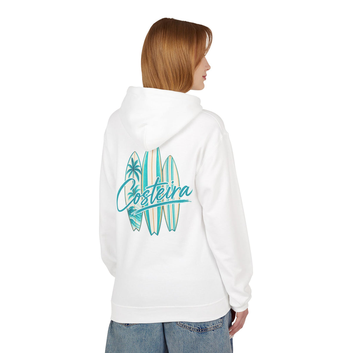 Surfboard Coastline Hoodie — "Costeira" Tropical Surf Graphic