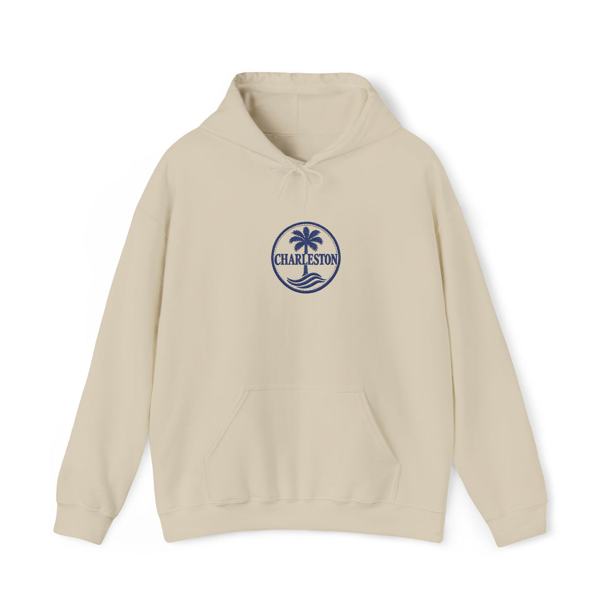 Embroidered Charleston Palm Hoodie - Vintage Beach Logo Sweatshirt