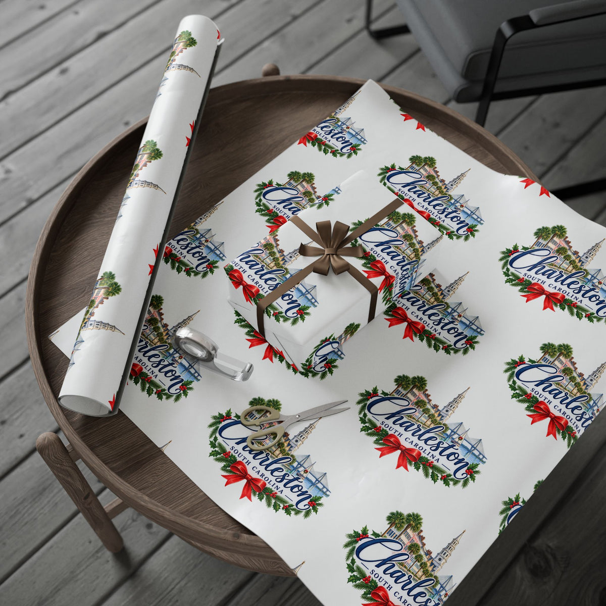 Charleston Holiday Wreath Wrapping Paper