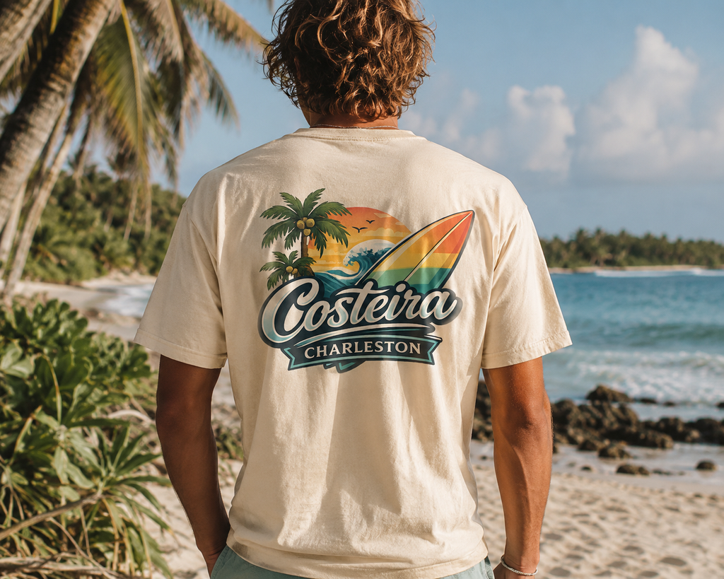 Coastal Vibes T‑Shirt — 'Costeira' Surf Palm Beach Logo