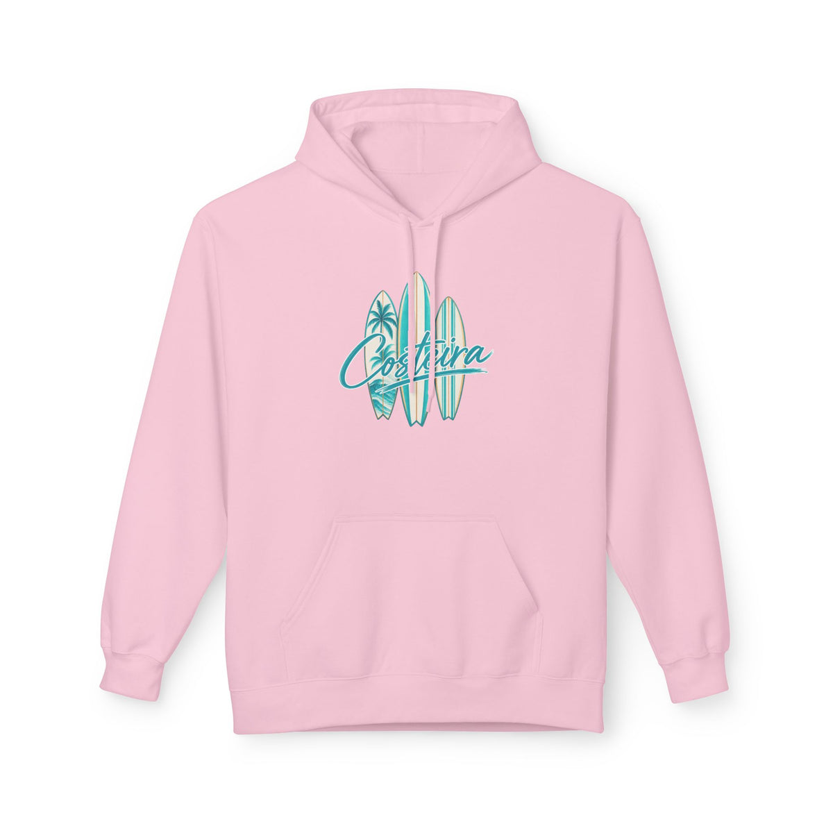 Surfboard Coastline Hoodie — "Costeira" Tropical Surf Graphic