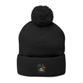 Costeira Tropical Parrot Embroidery Pom-Pom Beanie | Knit Cap