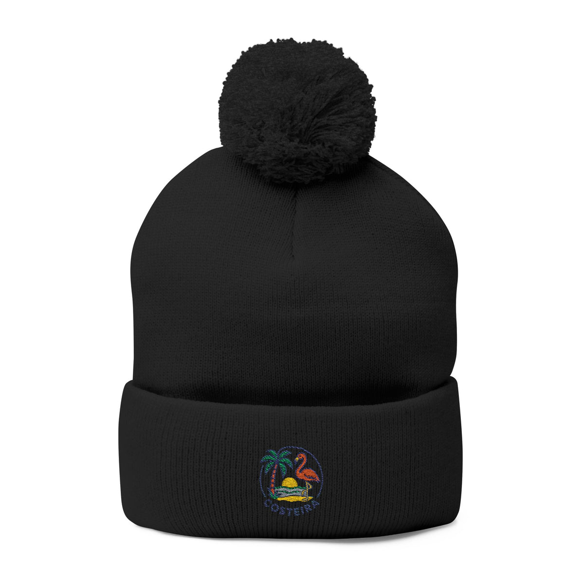 Costeira Tropical Parrot Embroidery Pom-Pom Beanie | Knit Cap
