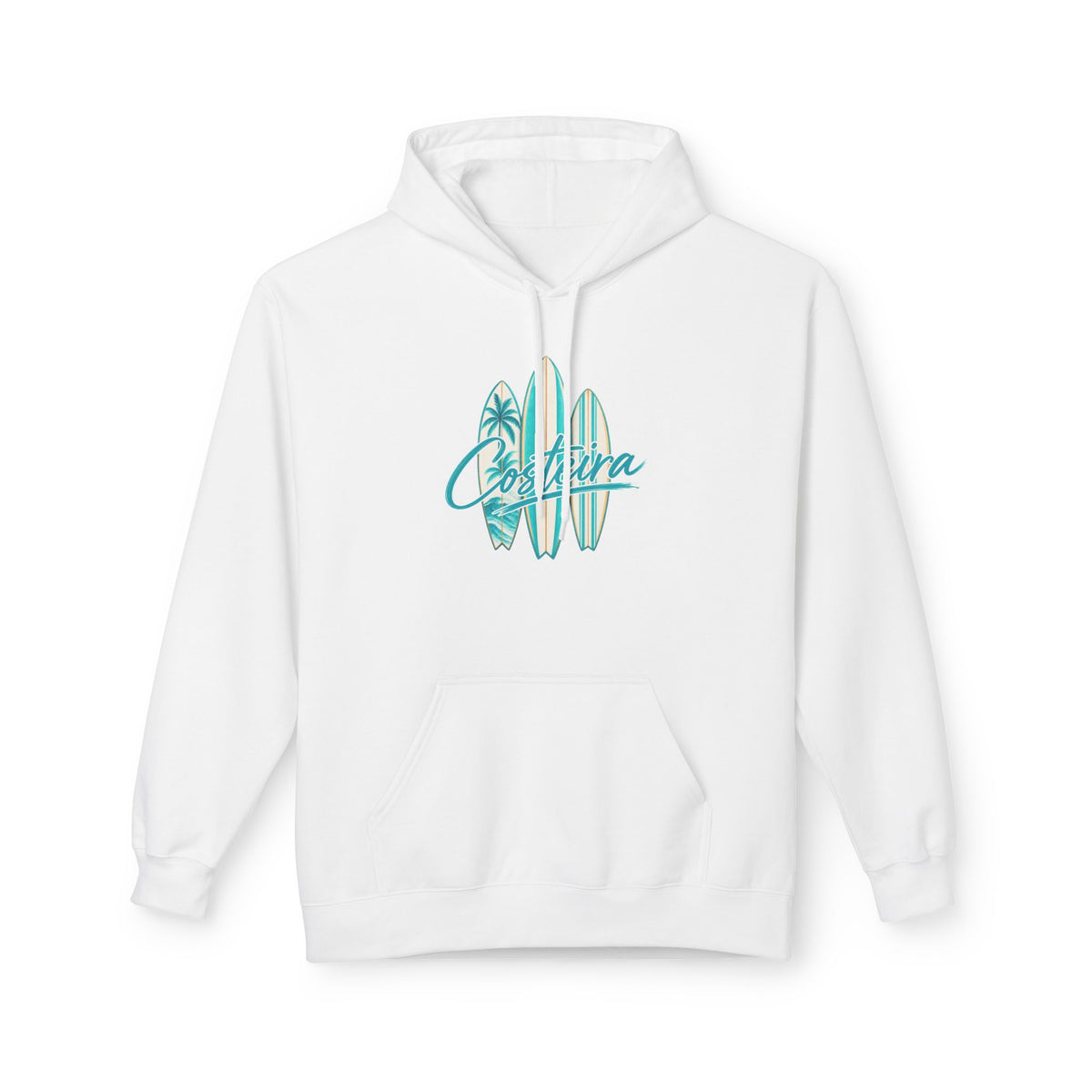 Surfboard Coastline Hoodie — "Costeira" Tropical Surf Graphic