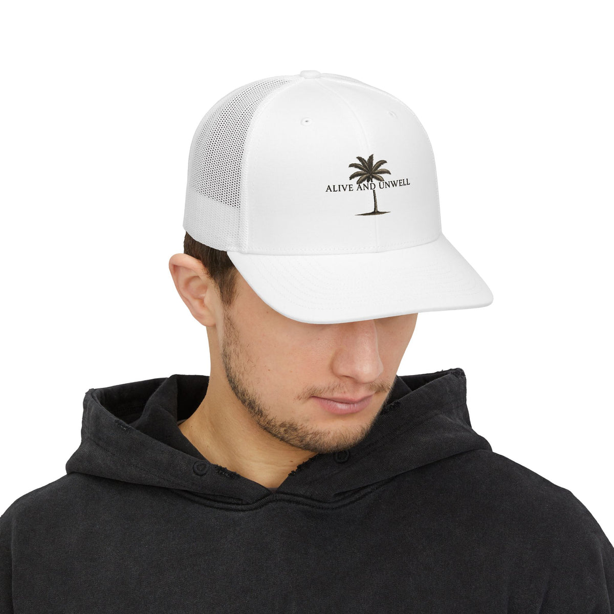 Trucker Cap – 'Alive and Unwell' Palm Tree Embroidered Snapback