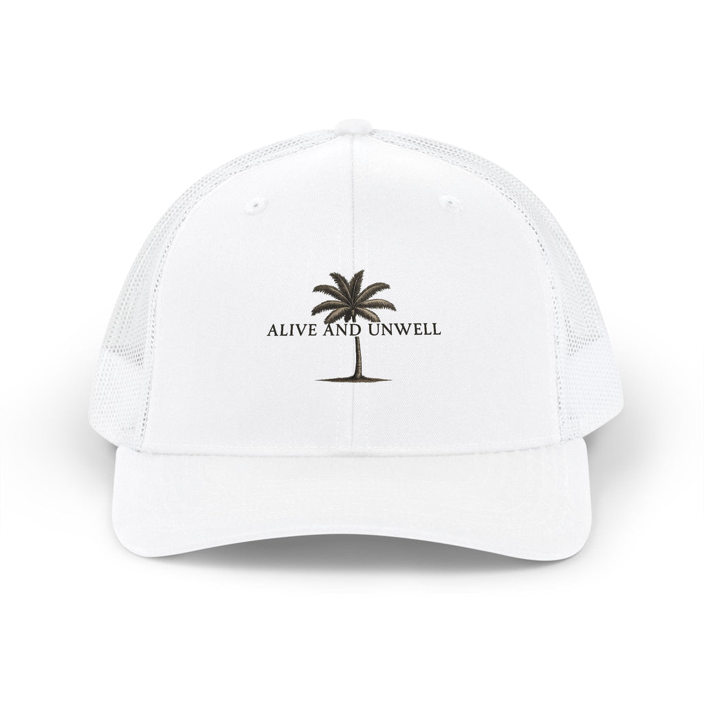 Trucker Cap – 'Alive and Unwell' Palm Tree Embroidered Snapback