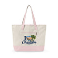 Charleston Heart Canvas Tote - Zippered Beach Palm Travel Bag