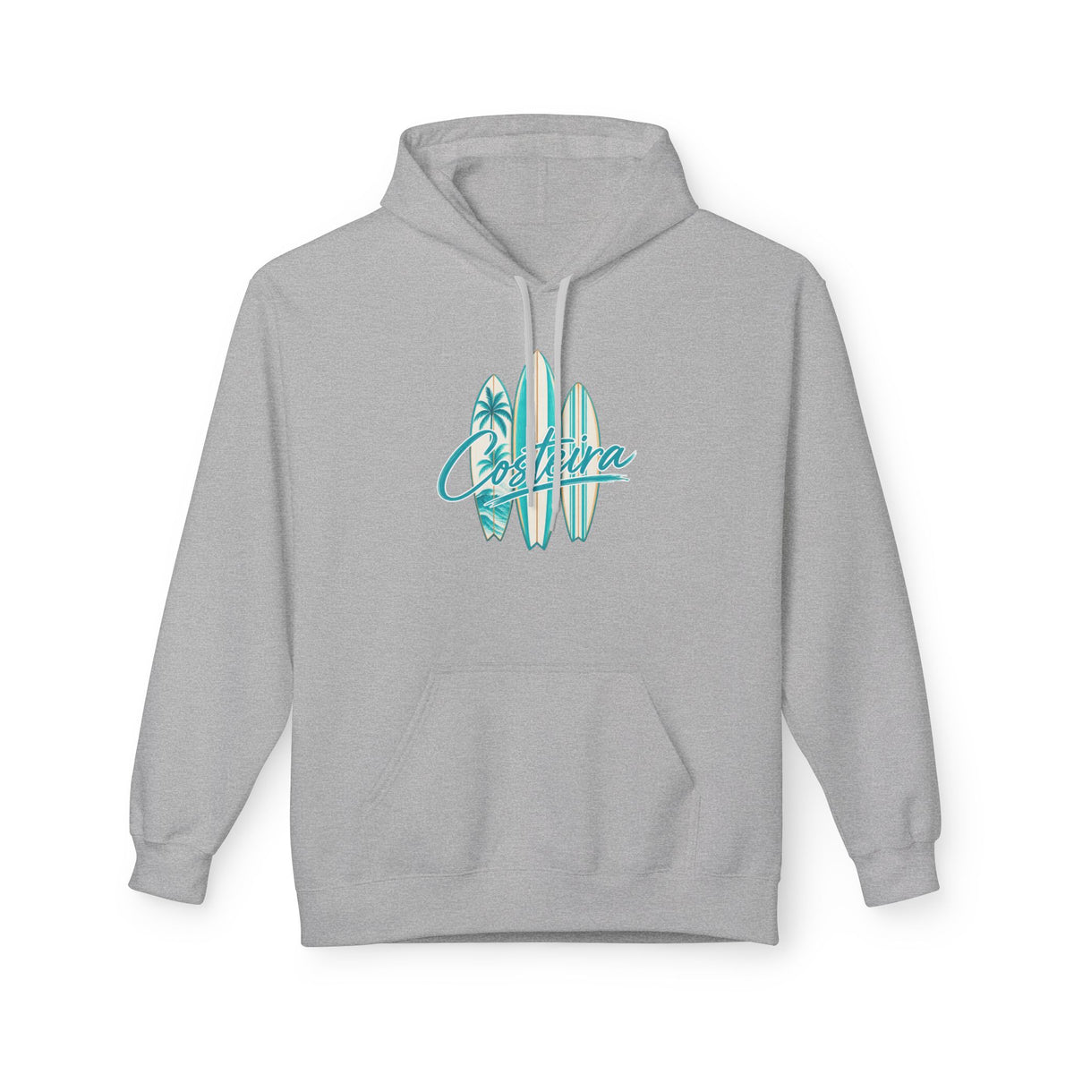 Surfboard Coastline Hoodie — "Costeira" Tropical Surf Graphic