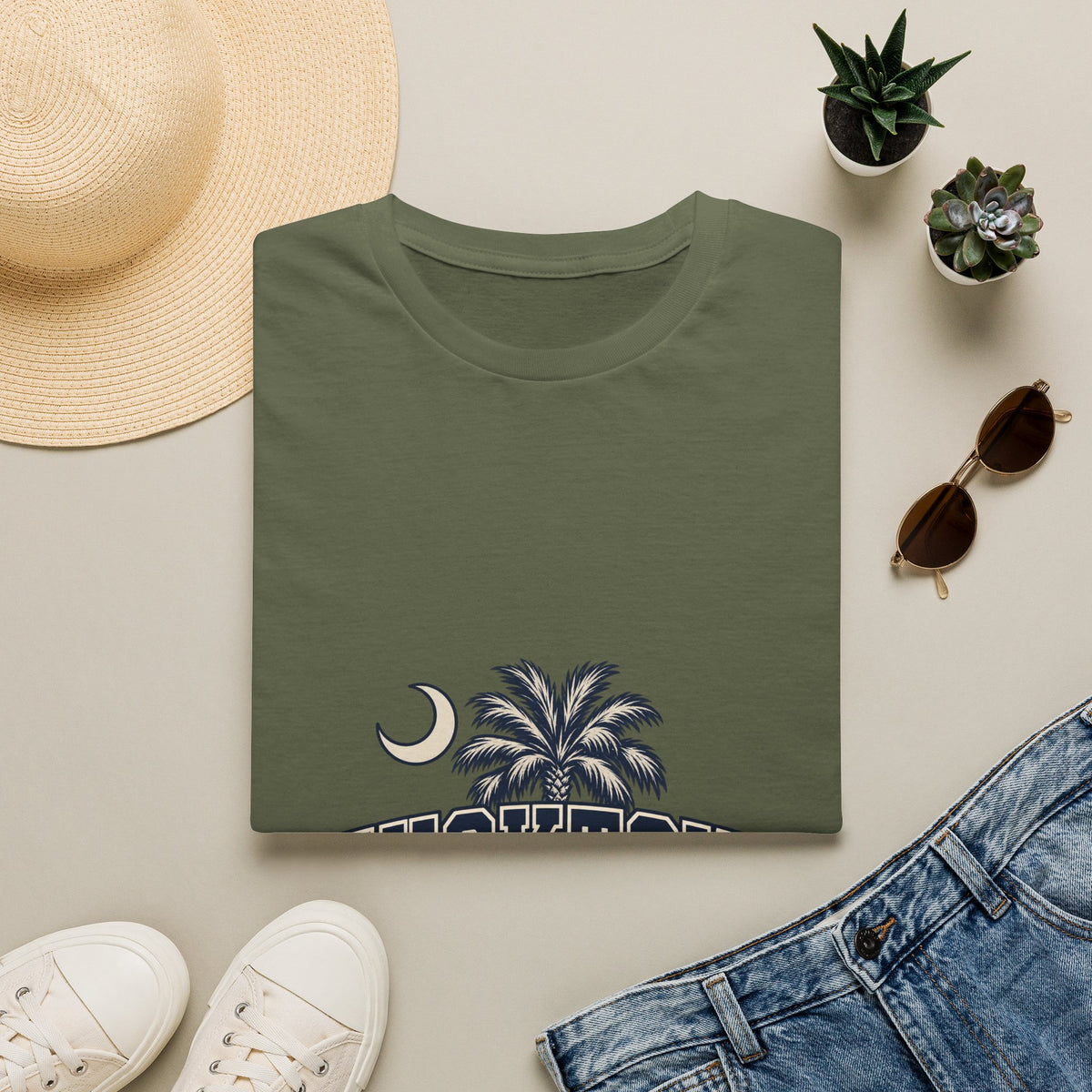 Chucktown Palm T-Shirt — Charleston Vintage Moon Graphic Tee