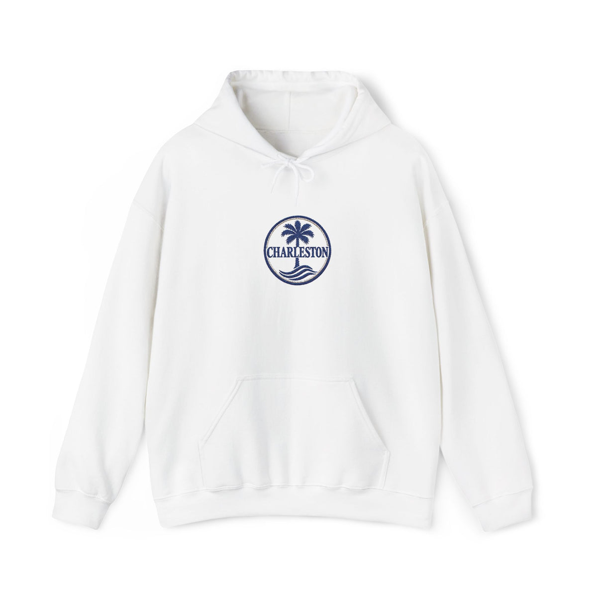 Embroidered Charleston Palm Hoodie - Vintage Beach Logo Sweatshirt