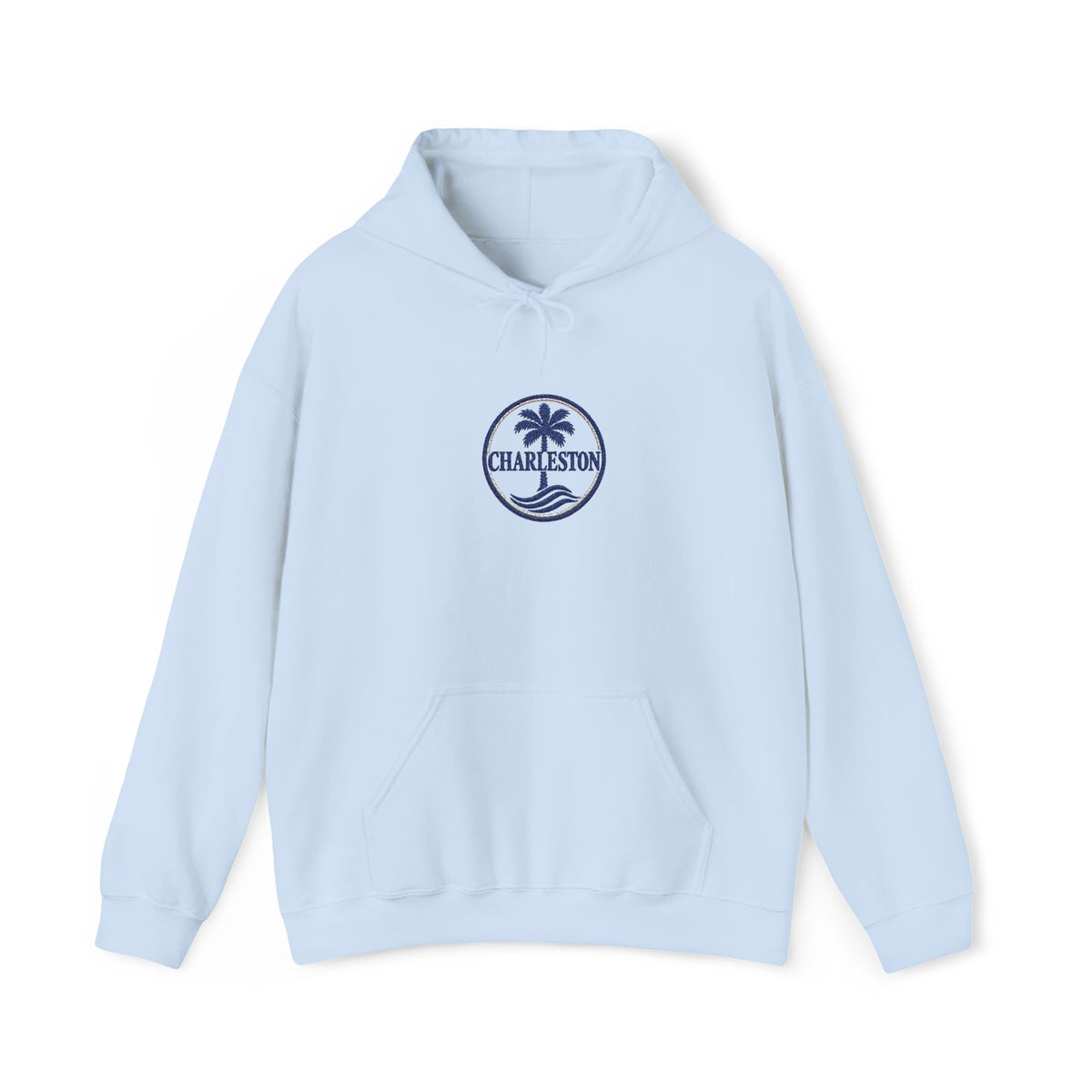 Embroidered Charleston Palm Hoodie - Vintage Beach Logo Sweatshirt