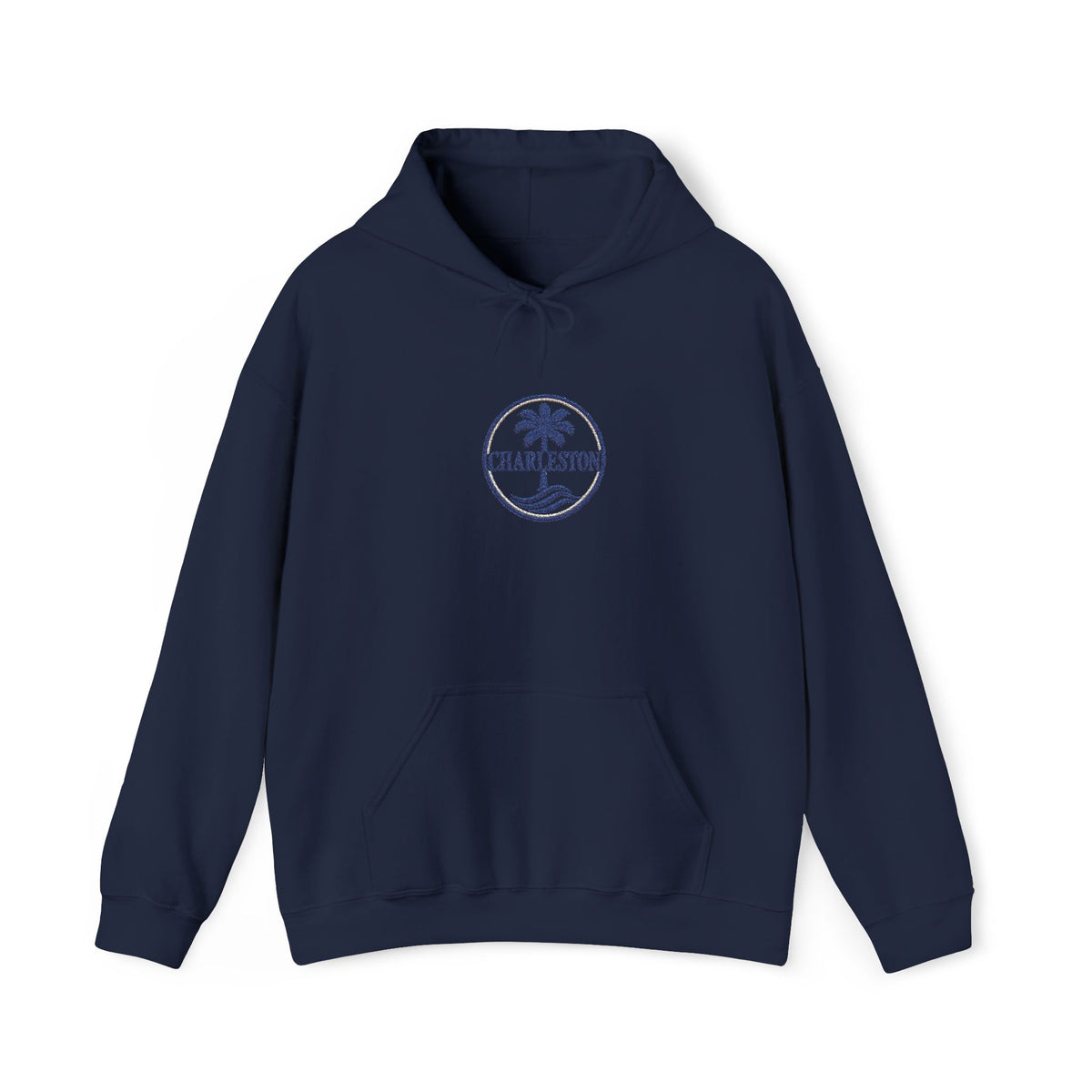 Embroidered Charleston Palm Hoodie - Vintage Beach Logo Sweatshirt