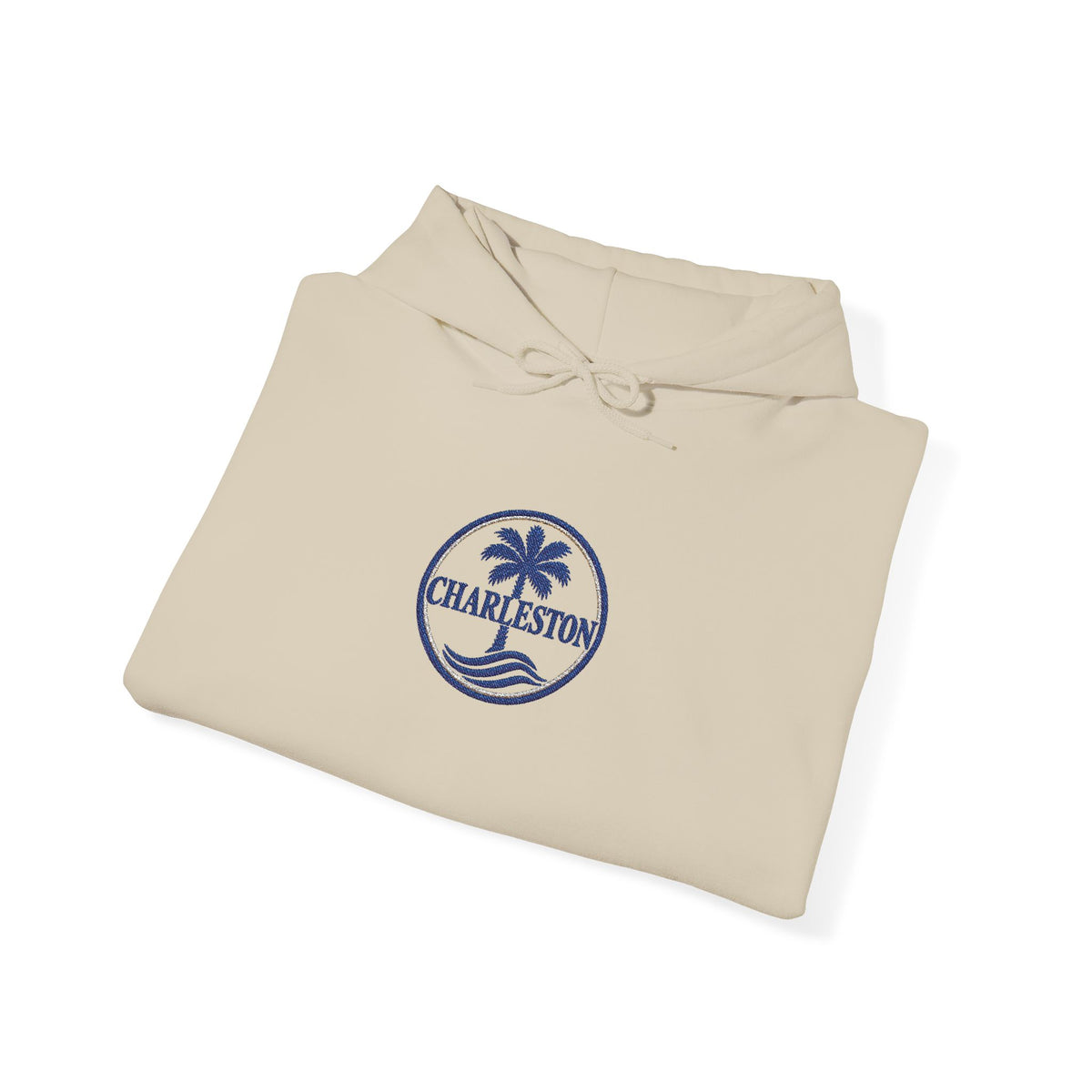 Embroidered Charleston Palm Hoodie - Vintage Beach Logo Sweatshirt