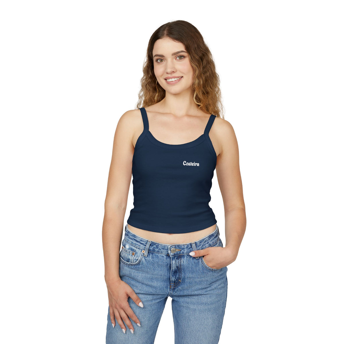Spaghetti Tank Top – 'Costeira' Surf Graphic Crop Top