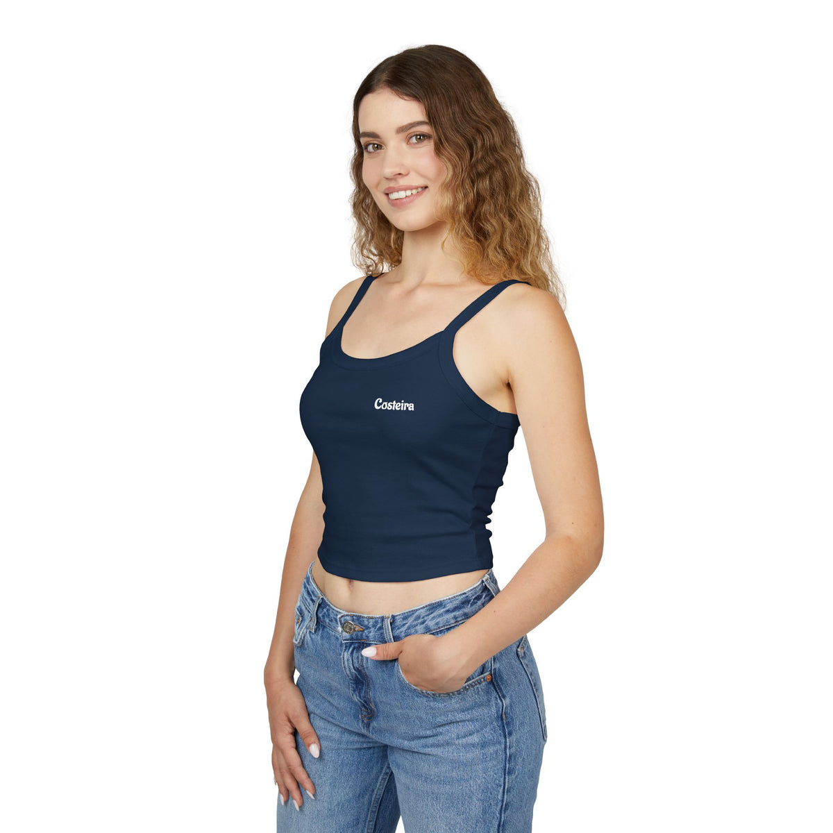 Spaghetti Tank Top – 'Costeira' Surf Graphic Crop Top