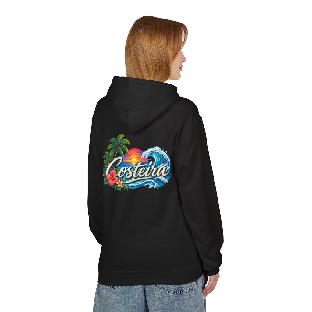 Costeira Tropical Surf Hoodie — Beach Sunset Palm Tree Pullover