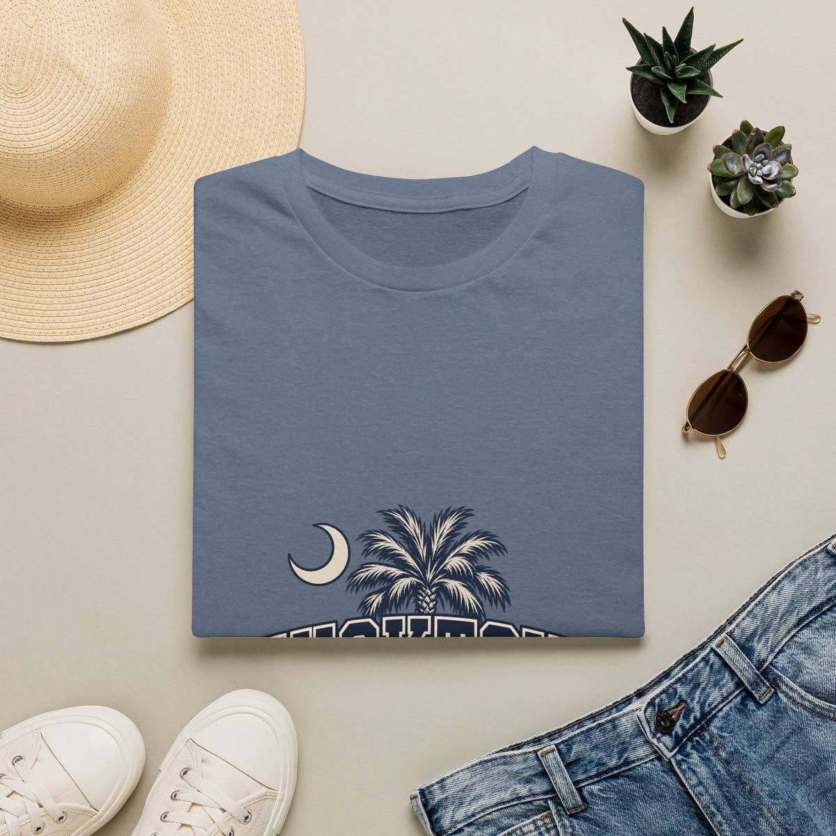 Chucktown Palm T-Shirt — Charleston Vintage Moon Graphic Tee